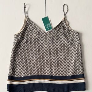 H&M Navy and Cream Geometric tank top spring summer shirt NWT